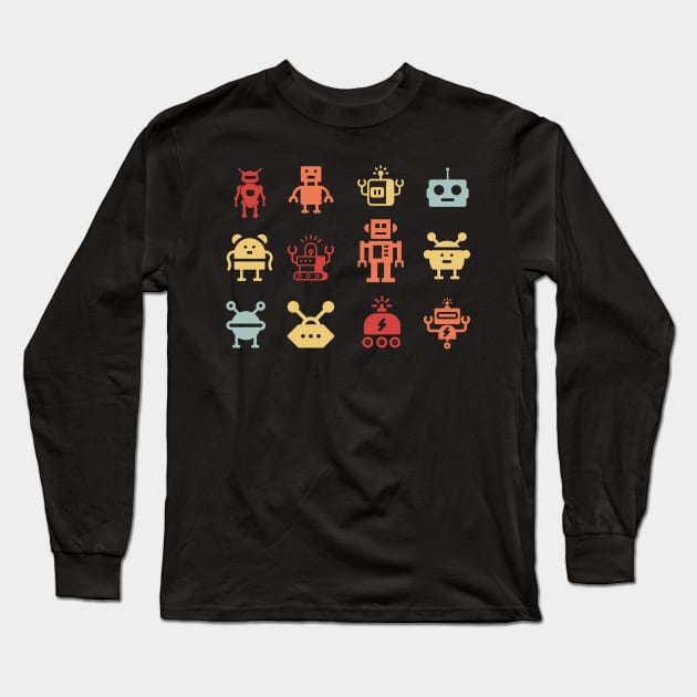 Retro Robot Army Long Sleeve T-Shirt by MeatMan